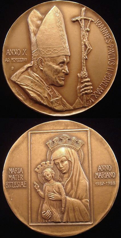 John Paul II Anno X Bronze Medal MARIAN YEAR Photo