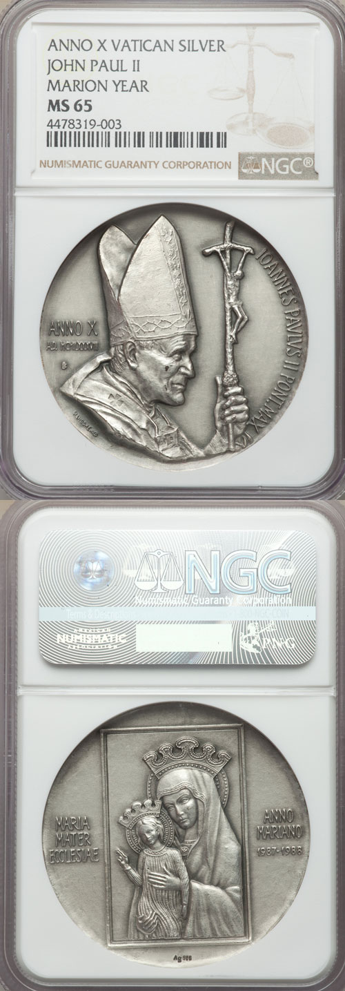 John Paul II A.X Silver Medal NGC MS65 Photo