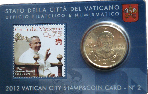 2012 Vatican Coin + Stamp Card John Paul I Photo