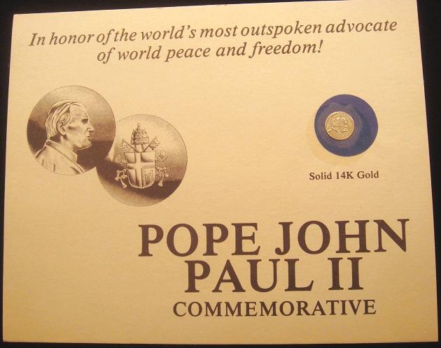 John Paul II Miniature 14K Gold Medal Photo