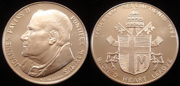 1983 John Paul II Sacred Heart League Medal Photo