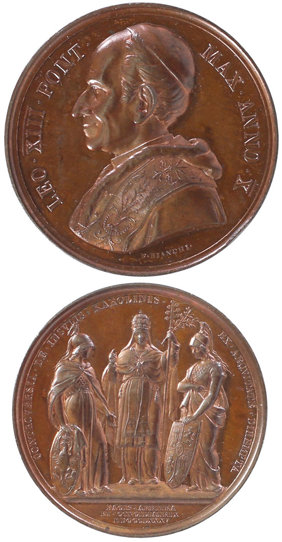 Leo XIII 1887 A.X Ae Medal Caroline Islands Photo