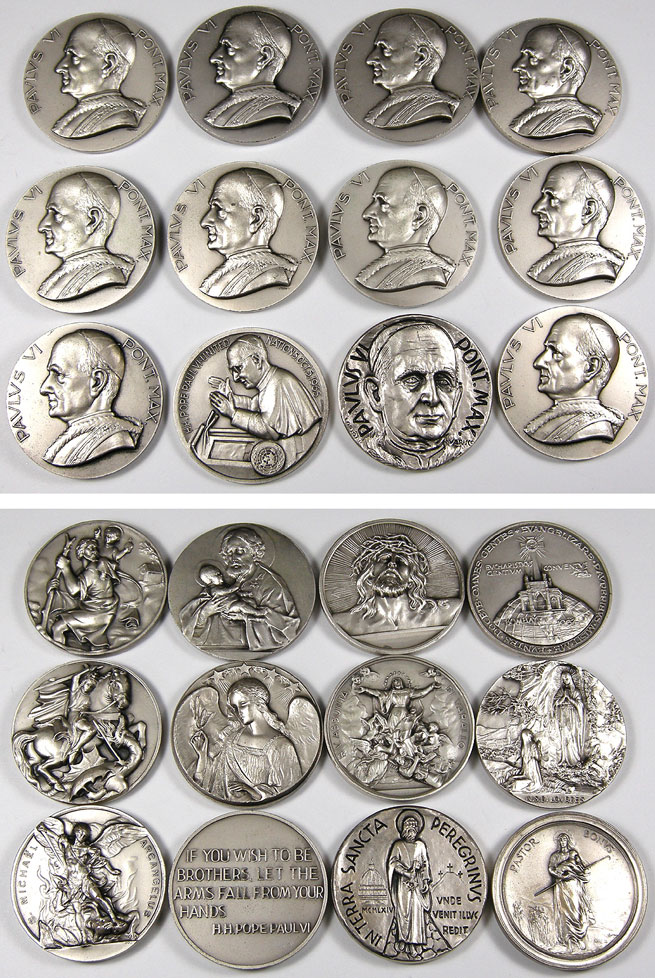 Lot of 12 Paul VI Medals 50mm Photo