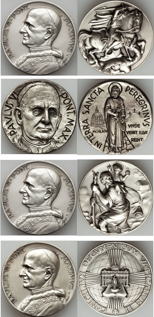 Lot of 4 Pope Paul VI Medals 50mm Photo