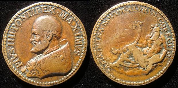 Pius IV (1559-65) Old Cast Bronze Medal Photo