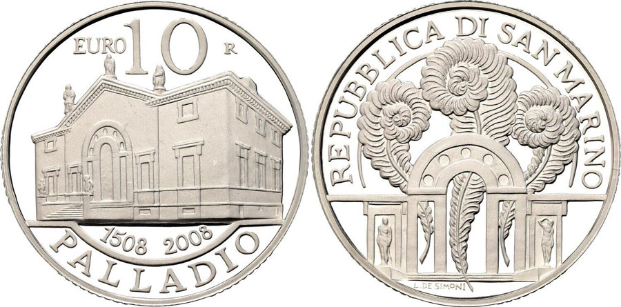 2008 San Marino Andrea Palladio Silver Coin Photo