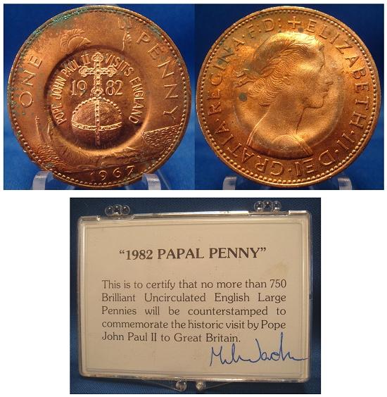 1982 John Paul II UK Visit "Papal Penny" Photo