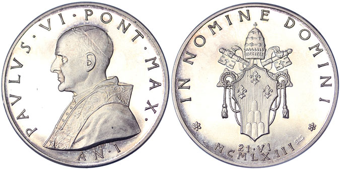Paul VI (1963-78) Anno I Election Silver Medal Photo