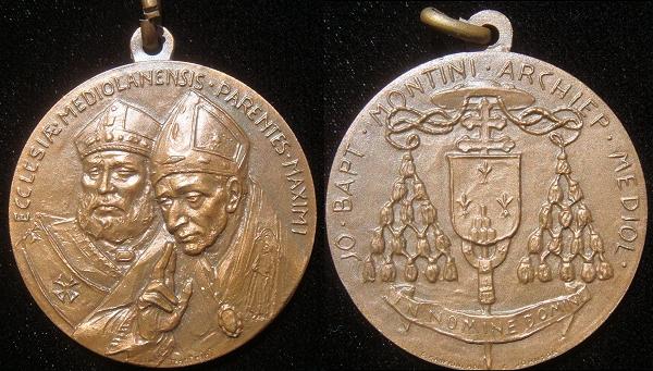 Paul VI 1968 Medal Archbishop of Milan Photo