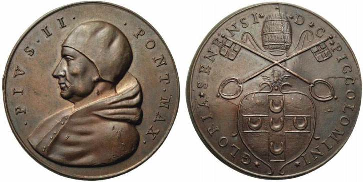 Pius II (1458-64) Coat of Arms Medal Photo
