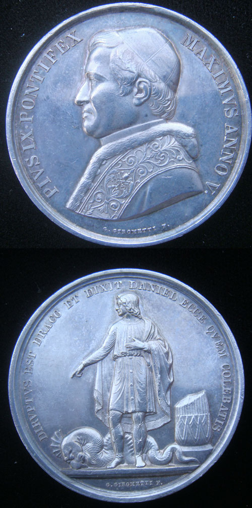 Pius IX 1850 Medal, Restoration Papal Sovereignty Photo
