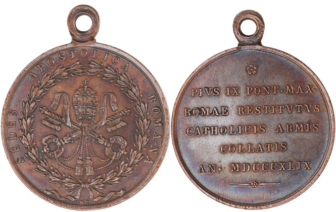 Pius IX 1849 Award Medal to Spanish Soldiers Photo