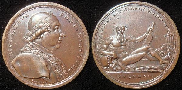Pius VI 1792 Bronze Medal, The River Aniene Photo