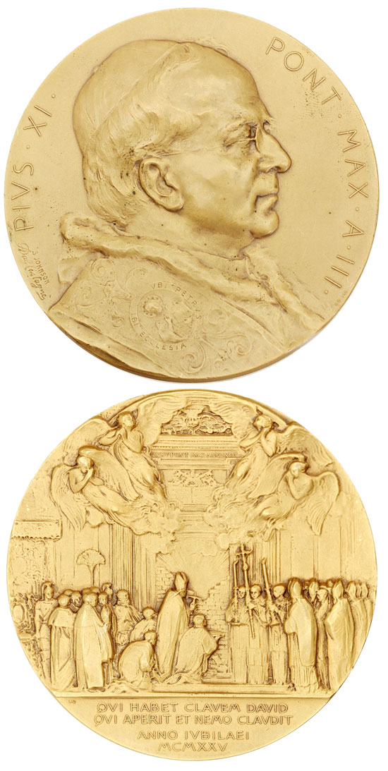 Pius XI 1925 Holy Year Medal 67mm Photo