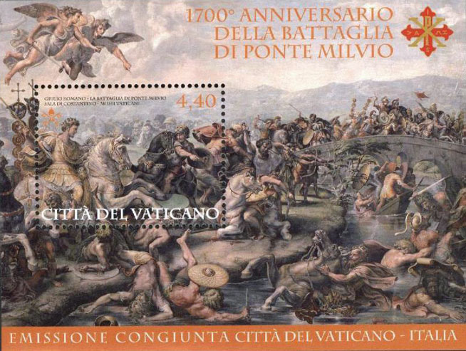 2012 Vatican Souvenir Sheet Battle Ponte Milvio Photo