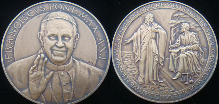 Pope Francis Anno I Bronze Medal Photo