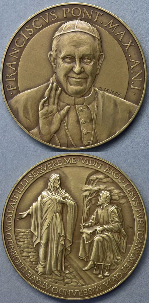Pope Francis Anno I Bronze Error Medal Photo