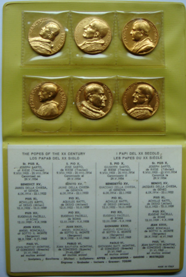 Popes of the 20th Century - 6 Medal Set Photo