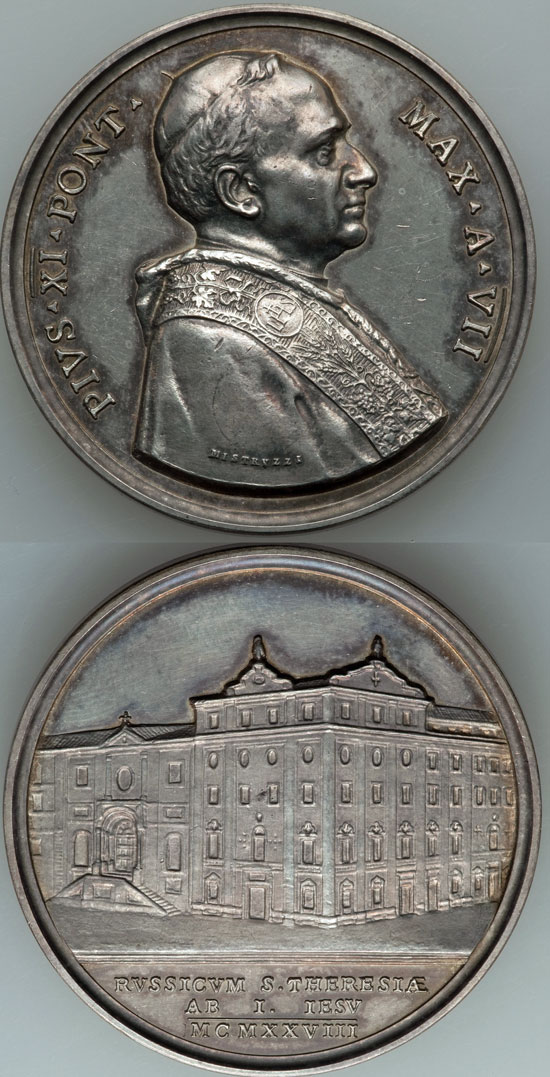 Pius XI 1928 Russian College Silver Medal Photo