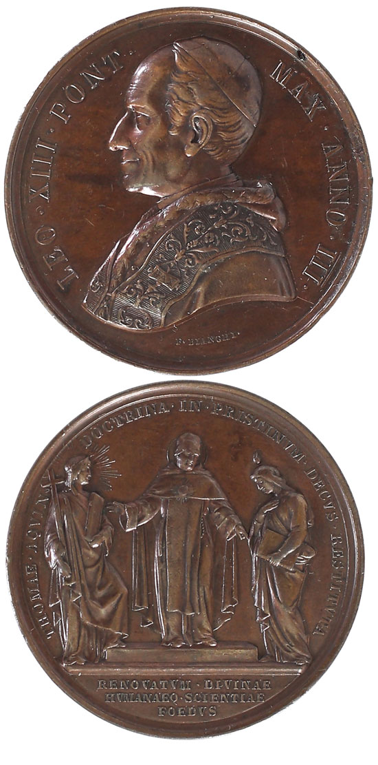 Leo XIII 1880 Bronze St. Thomas Aquinas Photo
