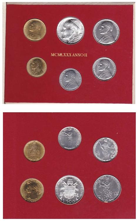 1980 Vatican Mint Coin Set, 6 Coins Photo