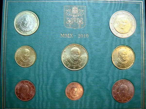 2010 Vatican Mint Set, 8 Euro Coins BU Photo