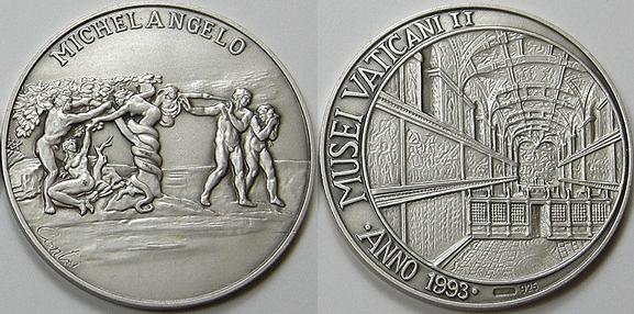 Vatican Museum Medal Ar 1993 Original Sin Photo