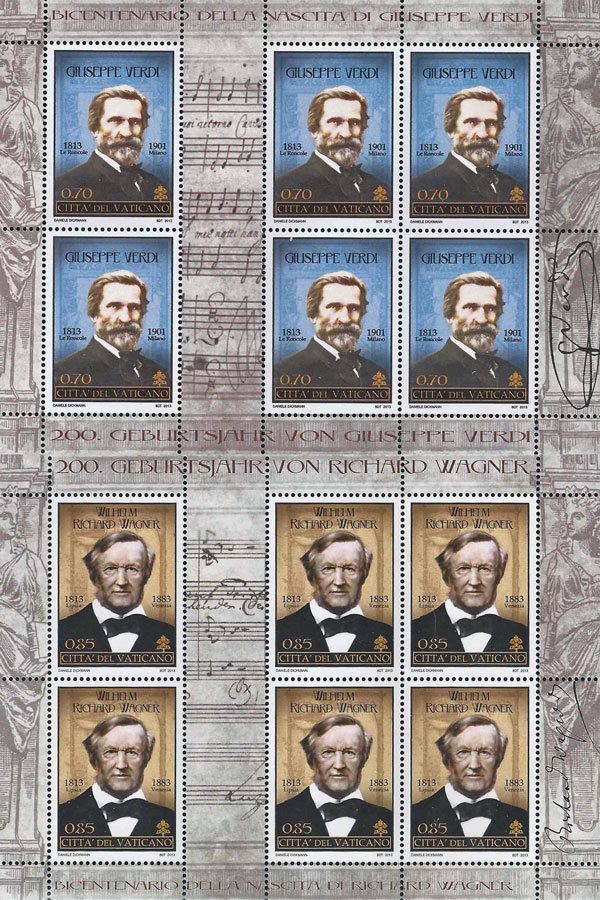 2013 Vatican Stamps Births of Verdi and Wagner Photo